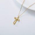 wholesale 14K Gold Heart-Shaped Diamond Cross Pendant Necklace for Women Girls Faith s 17-39 Inches Adjustable Chain Length-0-5