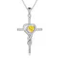 TOUPOP White Gold S925 Citrine Cross Infinity Pendant Necklace-0-0