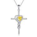 TOUPOP White Gold S925 Citrine Cross Infinity Pendant Necklace-0-0