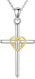 wholesale 925 Sterling Silver Heart and Infinity Gothic Cross Pendant Necklace for Women-0-0