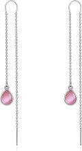 wholesale 925 Sterling Silver Pink Teardrop Chain Drop Earrings for Women-0-0