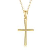 wholesale 14K White Gold Polished Cross Pendant Chain Necklace for Women Girls 20 + Extender-Yellow Gold gold