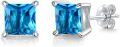wholesale 925 Sterling Silver Cubic Zirconia 7mm Princess Cut Birthstone Earrings for Women-0-0
