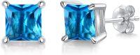 wholesale 925 Sterling Silver Cubic Zirconia 7mm Princess Cut Birthstone Earrings for Women-12-Decemner