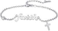 wholesale 925 Sterling Silver Faith Cross Charm Bracelet - Religious Jewelry for Women-faith cross bracelet
