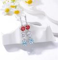 wholesale 925 Sterling Silver Red & White Stone Drop Earrings for Women-0-2
