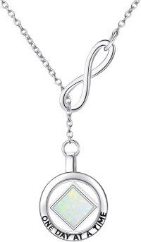 wholesale Sterling Silver NA Recovery Symbol Necklace Sobriety Gift for Women-NA opal