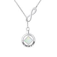 wholesale 925 Sterling Silver Infinity & Jade Stone Pendant Necklace - One Day at A Time Jewelry for Women's Addiction Recovery Gifts-NA opal