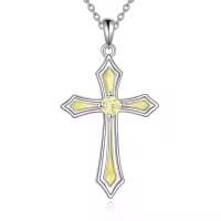 wholesale 925 Sterling Silver 5A CZ Birthstone Necklace for Women Men-K.Orange-November-Topaz