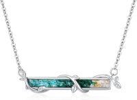 wholesale 925 Sterling Silver Turquoise Malachite Gold Sand Horizontal Bar Necklace for Women, Elegant Clavicle Chain, 18+2 Extender, Gift Ready-I-Turquoise Malachite