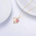 wholesale 14K Real Gold Cherry Blossom Necklace with Moissanite, Birth Flower Gift for Women, Adjustable Chain, Hypoallergenic, Engraved AU585-0-3