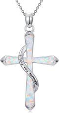 wholesale Opal Cross Necklace 925 Sterling Silver Infinity/stethoscope/musical Note Pendant Necklaces Faith Jewelry Christmas Gifts For Women Her -0-0