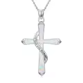 TOUPOP Sterling Silver Opal Infinity Stethoscope Musical Note Pendant Necklace-0-0