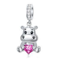 wholesale 925 Sterling Silver Birthstone Hippo Charm for Bracelets Jewelry-10-Oct-Hippo