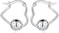 wholesale 925 Sterling Silver Perforated Ball Huggie Hoop Earrings for Women - Sporty and Stylish s-Pickleball