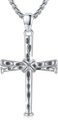 wholesale 925 Sterling Silver &  Mens Baseball Bat Cross Pendant Necklace 24 Chain-0-0