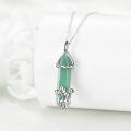 wholesale 925 Sterling Silver Green Agate Crystal Mushroom Pendant Necklace for Women's Gifts-0-3