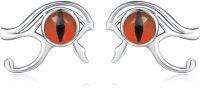 wholesale 925 Sterling Silver Red Jasper Eye of Horus Stud Earrings for Women - Bohemian Egyptian Style -Red
