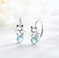 wholesale 925 Sterling Silver Adorable Frog Hoop Earrings with Moonstone for Women Girls Gift Jewelry Accessories 4cm Diameter-0-1