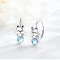 wholesale 925 Sterling Silver Adorable Frog Hoop Earrings with Moonstone for Women Girls Gift Jewelry Accessories 4cm Diameter-0-1