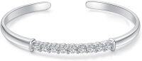 wholesale 925 Sterling Silver Infinity Knot Bar Bangle Cuff Bracelet with Cubic Zirconia Gifts for Women-bar