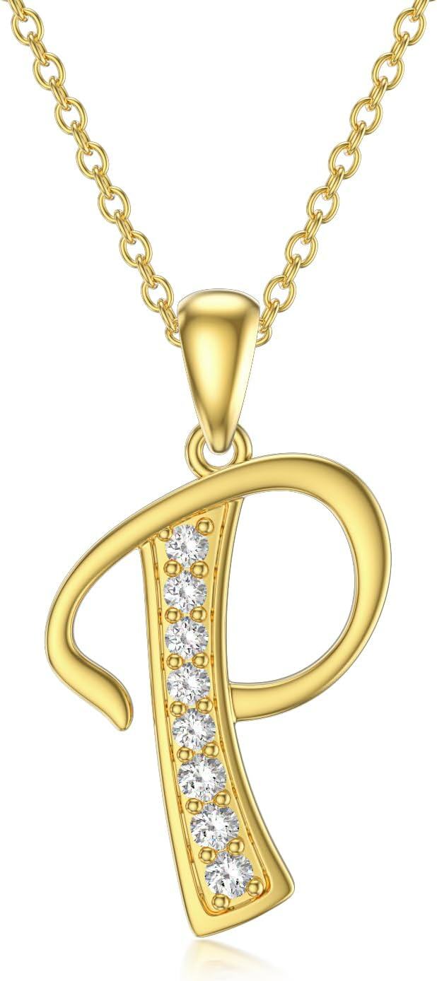 wholesale 14K Gold Moissanite A Z Initial Necklace for Women 16+2 -P