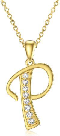 wholesale 14K Gold Moissanite A Z Initial Necklace for Women 16+2 -P