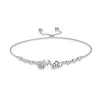 wholesale 925 Sterling Silver Rose Flower Birthstone Bolo Bracelet for Women-04-April-Simulated Diamond
