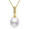 TOUPOP 14K Gold Freshwater Pearl Bow Heart Dolphin Pendant Necklace-0-0