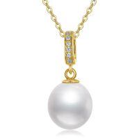 TOUPOP 14K Gold Freshwater Pearl Bow Heart Dolphin Pendant Necklace-undefined
