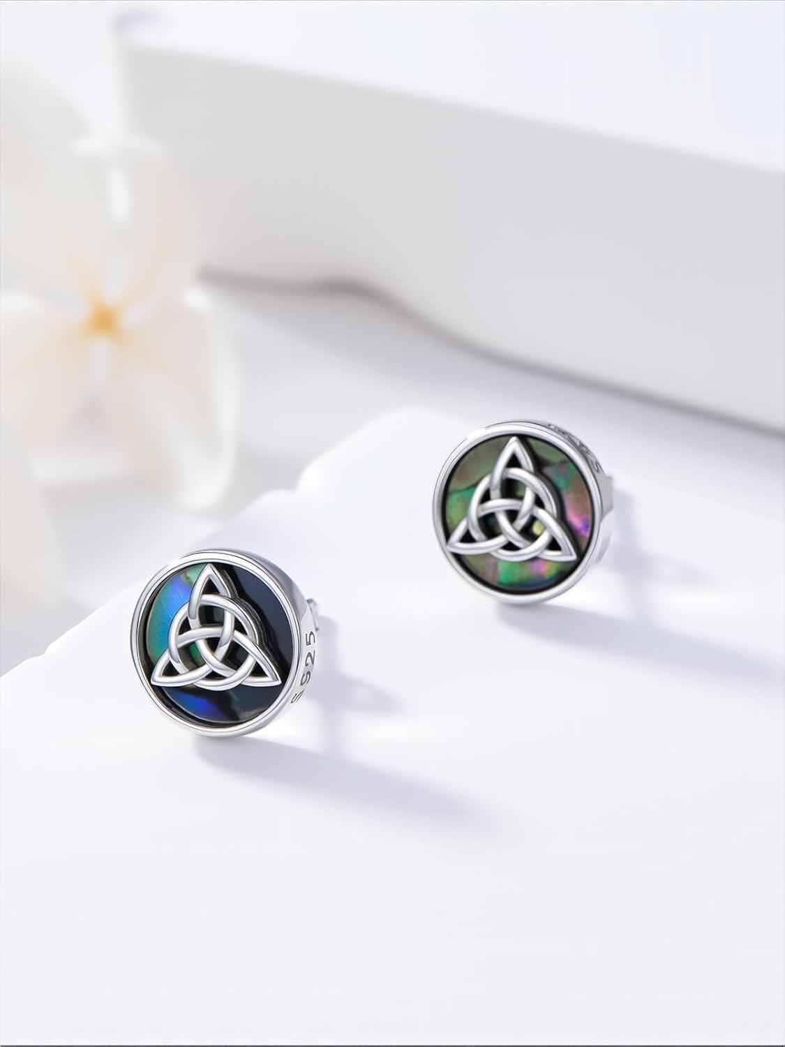 Sterling Silver Irish Shamrock Claddagh Celtic Knot Stud Earrings St Patricks Day Jewelry-0-3