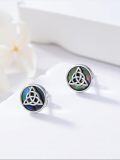 wholesale 925 Sterling Silver Round Celtic Knot Stud Earrings with Abalone Shell for Women's Gifts 3/8 Diameter (Blue)-0-2