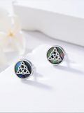 wholesale 925 Sterling Silver Celtic Trinity Knot Abalone Shell Platinum Plated Stud Earrings-0-2