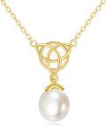 wholesale 14K Gold Celtic Knot & Freshwater Pearl Pendant Necklaces for Women's-0-0
