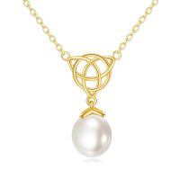 wholesale 14K Gold Celtic Knot & Freshwater Pearl Pendant Necklaces for Women's-Celtic Knot C