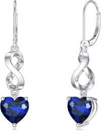 wholesale 925 Sterling Silver 12 Birthstone Infinity Leverback Drop Earrings for Women-9-Sep-Sapphire Blue