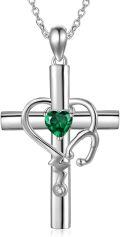 wholesale  Metal Stone Stethoscope Cross Pendant Necklace for Nurse Doctor Graduation -0-23