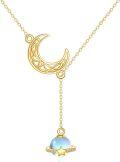 wholesale 925 Sterling Silver Moon & Planet Opal Stone Lariat Necklace for Women-0-0