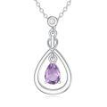 wholesale 925 Sterling Silver Amethyst Drop Necklace With Zircon Accent Elegant Dangling Pendant-0-0