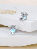 wholesale 925 Sterling Silver Blue Moonstone Highland Cow Stud Earrings for Women Girls Animal  48x36mm-0-2