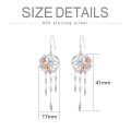 wholesale 925 Sterling Silver Dreamcatcher Rose Gold Flower Feather Drop Earrings-0-19