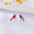 wholesale 925 Sterling Silver Red Cardinal Bird Stud Earrings - Our Love Never Dies-0-1