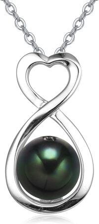 wholesale 925 Sterling Silver 7mm Black Pearl Necklace Elegant Minimalist Pendant-Black Pearl