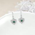 wholesale 925 Sterling Silver Green Crystal Claddagh Celtic Knot Drop Earrings Irish Jewelry-0-1