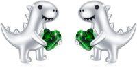 wholesale Sterling Silver Hypoallergenic Dinosaur Stud Earrings for Women-E-May-Emerald
