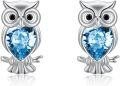 wholesale 925 Sterling Silver Blue Austrian Crystal Owl Stud Earrings-0-0