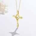 wholesale 925 Sterling Silver Cross with Cubic Zirconia-Shaped Stone Pendant Necklace - Christian -0-3