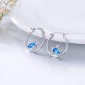 wholesale 925 Sterling Silver Blue Topaz Turtle Huggie Hoop Earrings for Women Girls-0-1