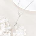 wholesale 925 Sterling Silver Lariat Y-Necklace with Cubic Zirconia-Cut Sideways Cross and Horn Pendant for Women-0-3