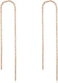 wholesale Sterling Silver Nickel Free Threader Chain Dangle Earrings for Women-Pink 3.0 Inches